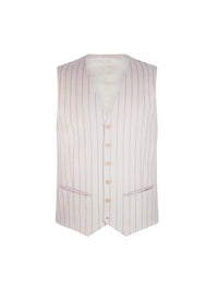 Striped wool suit waistcoat - Ecru