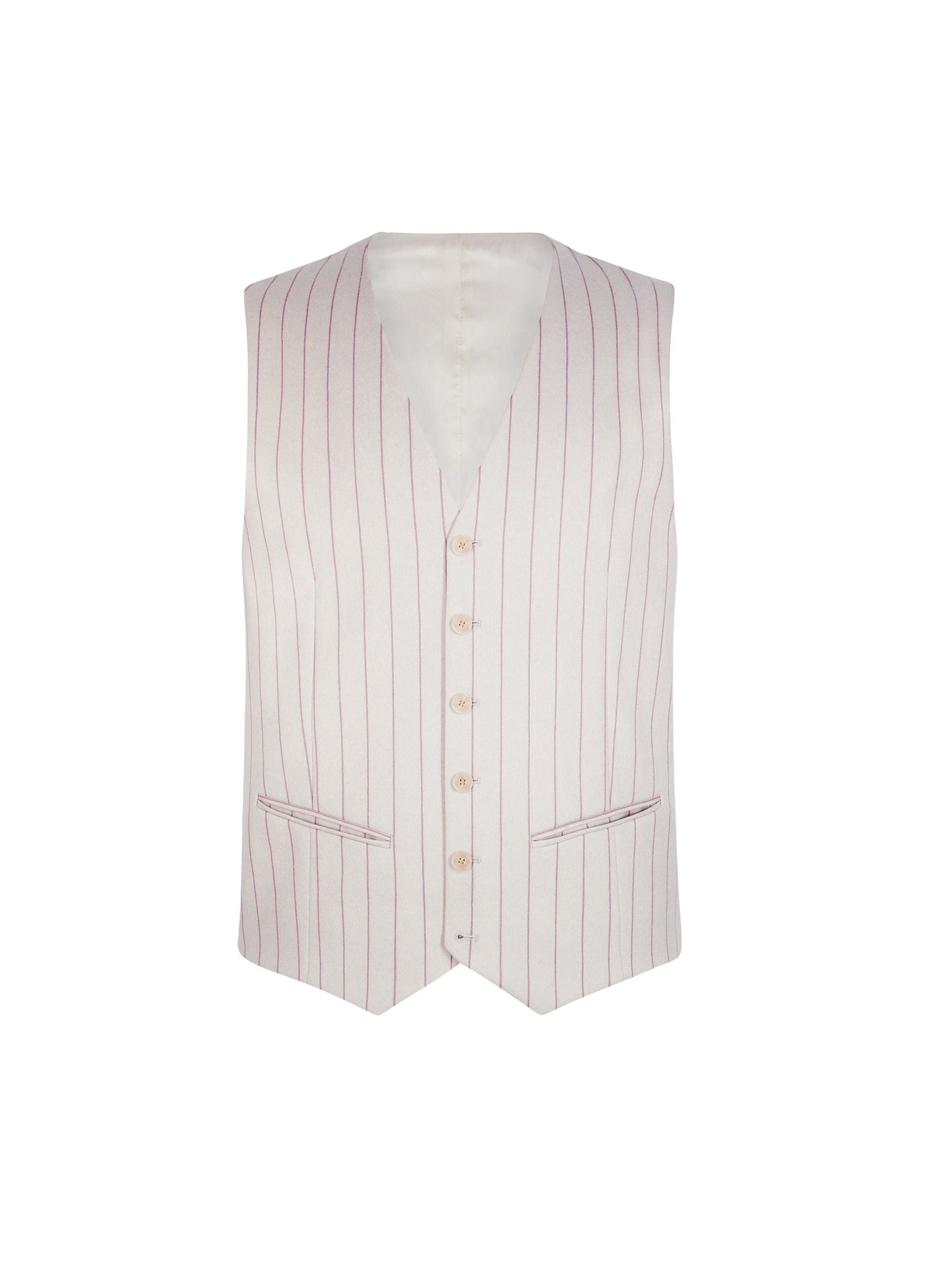Striped wool suit waistcoat - Ecru