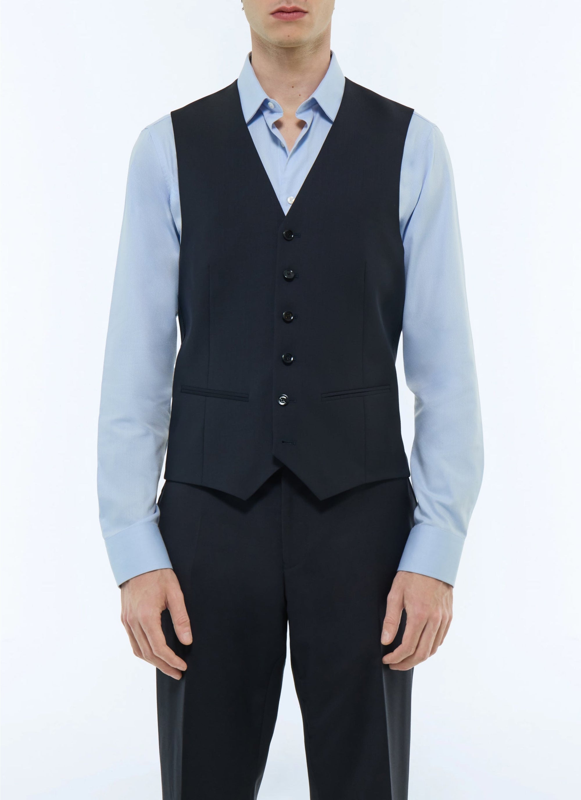Wool suit waistcoat - Navy Blue