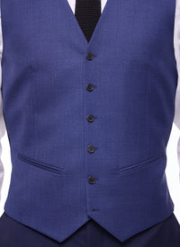 Fitted buttoned wool suit waistcoat - Prussian Blue
