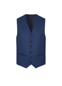 Fitted buttoned wool suit waistcoat - Prussian Blue