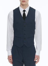 Prince of Wales wool suit waistcoat - Petrole