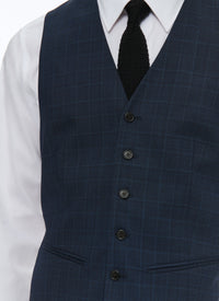 Prince of Wales wool suit waistcoat - Petrole