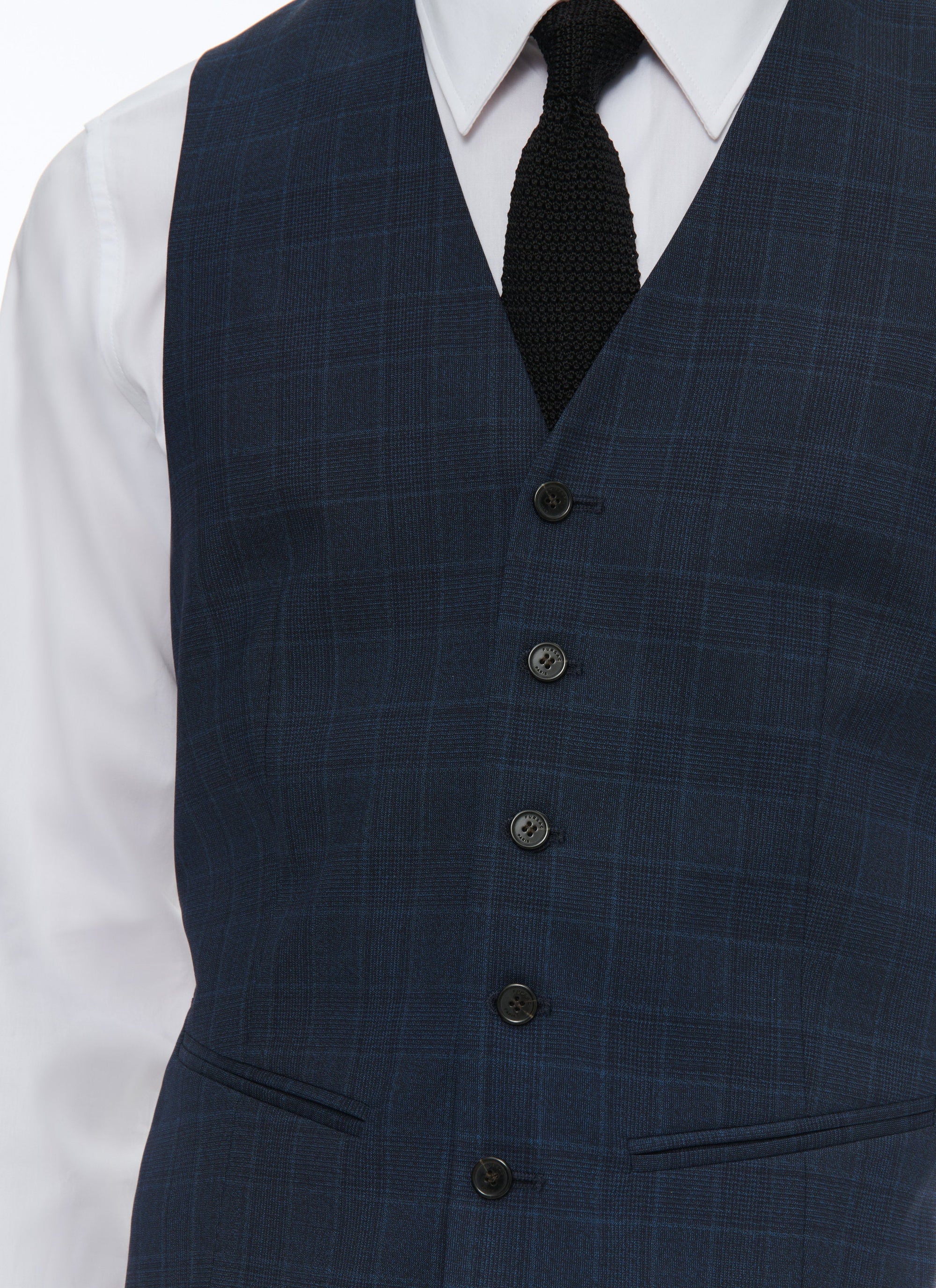 Prince of Wales wool suit waistcoat - Petrole