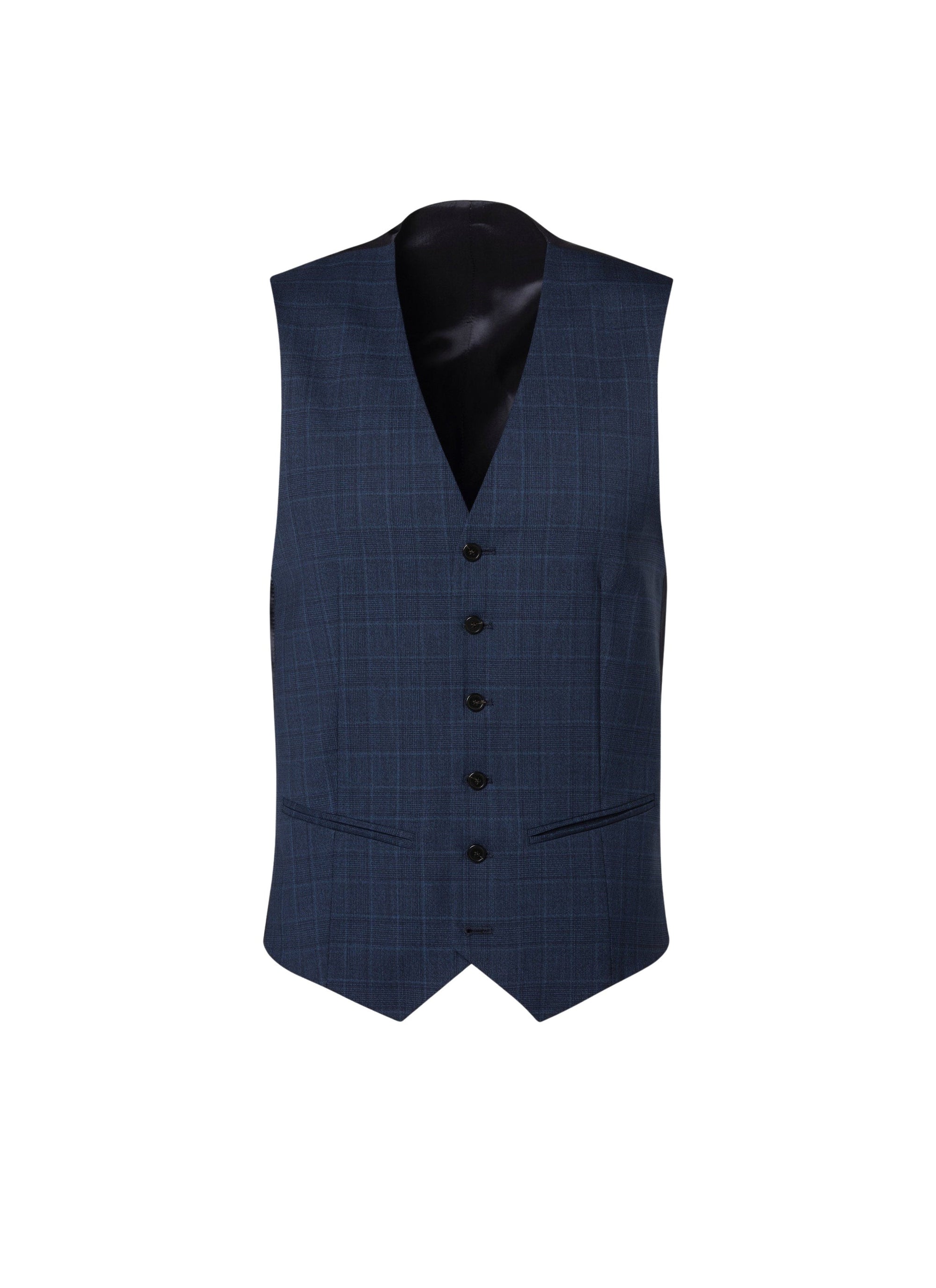 Prince of Wales wool suit waistcoat - Petrole