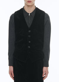 Straight corduroy suit waistcoat - Black