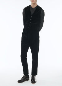 Straight corduroy suit waistcoat - Black