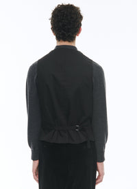 Straight corduroy suit waistcoat - Black