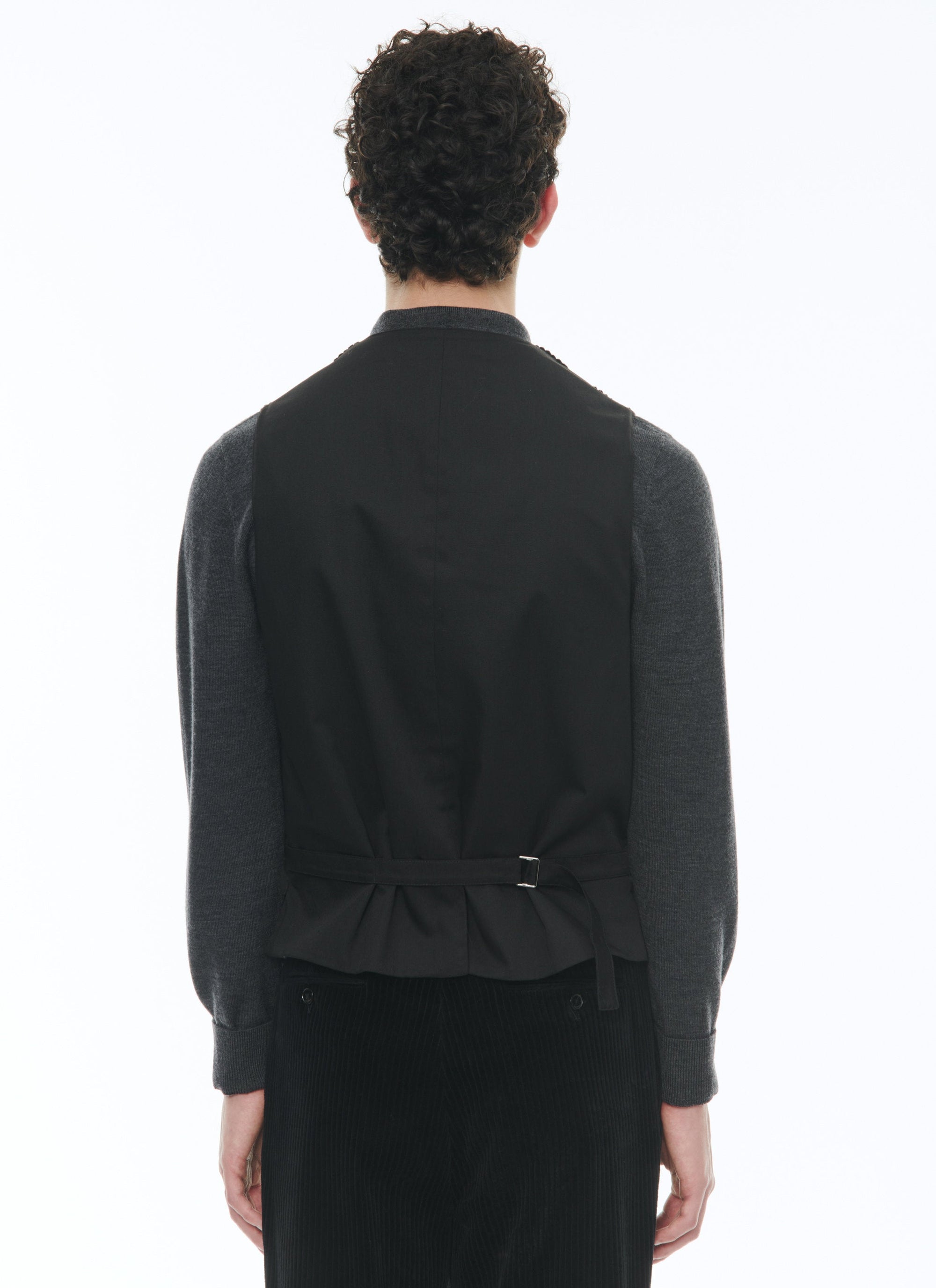 Straight corduroy suit waistcoat - Black
