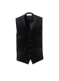 Straight corduroy suit waistcoat - Black
