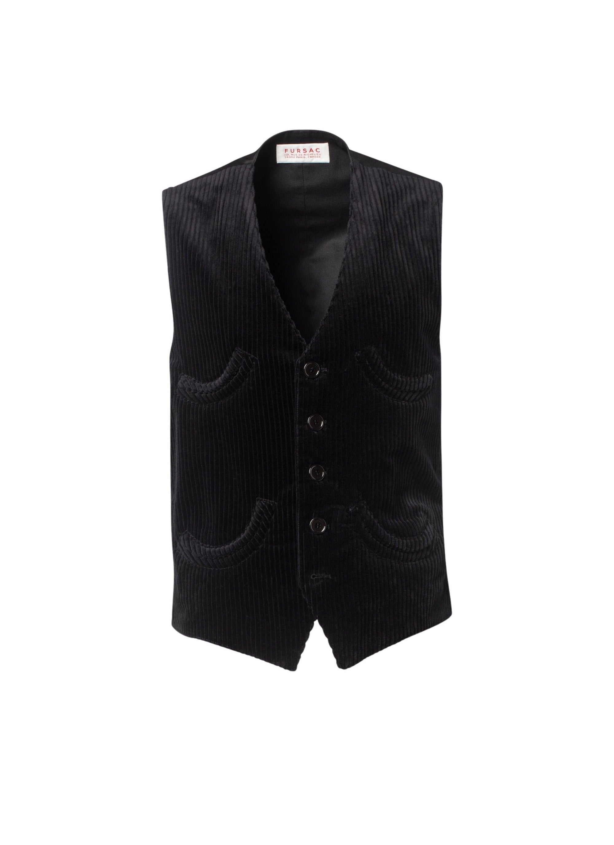 Straight corduroy suit waistcoat - Black