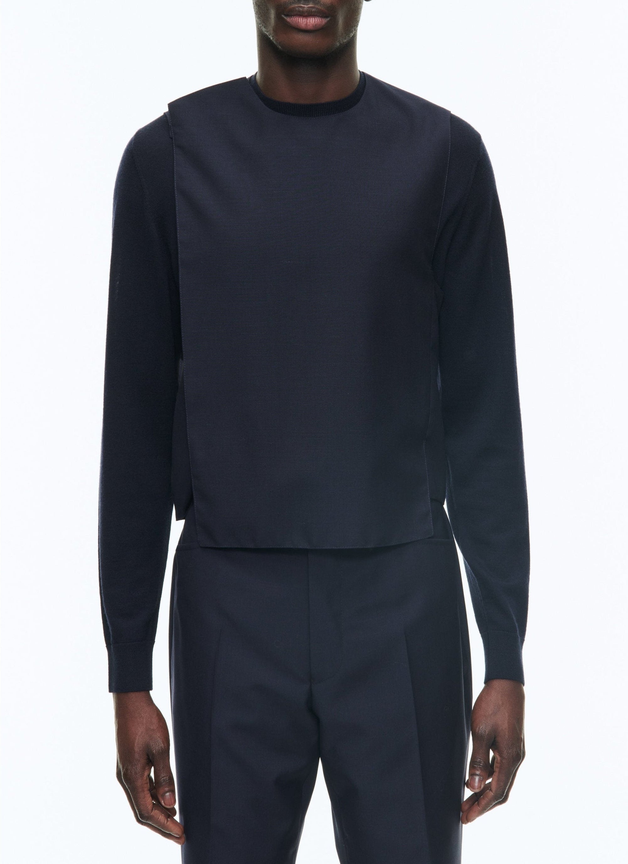 Gilet de costume droit en laine - Marine