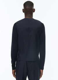 Gilet de costume droit en laine - Marine