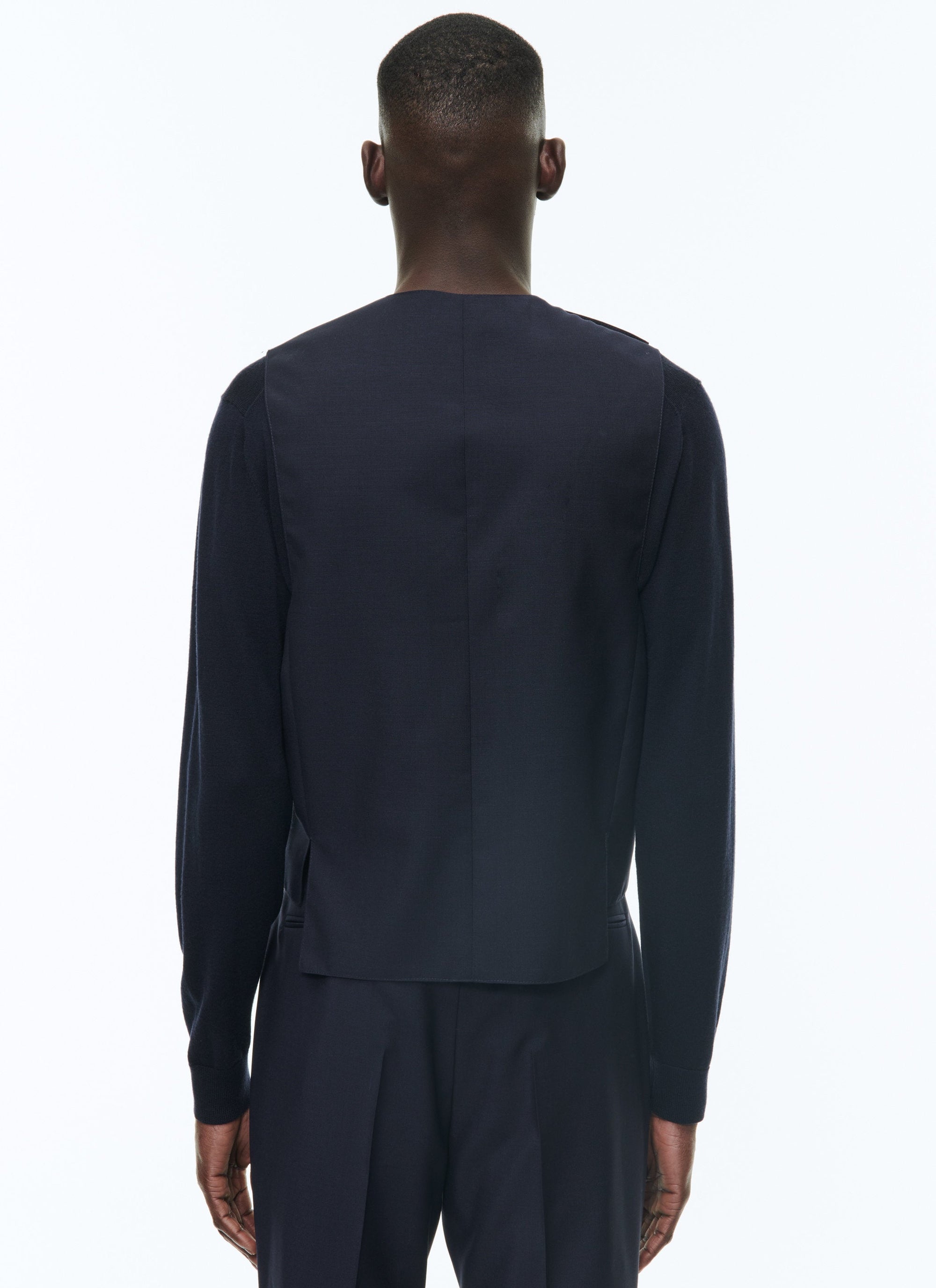 Gilet de costume droit en laine - Marine