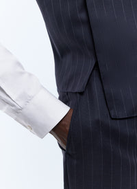 Gilet de costume à rayures en laine - Bleu Marine