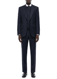 Striped wool suit waistcoat - Navy