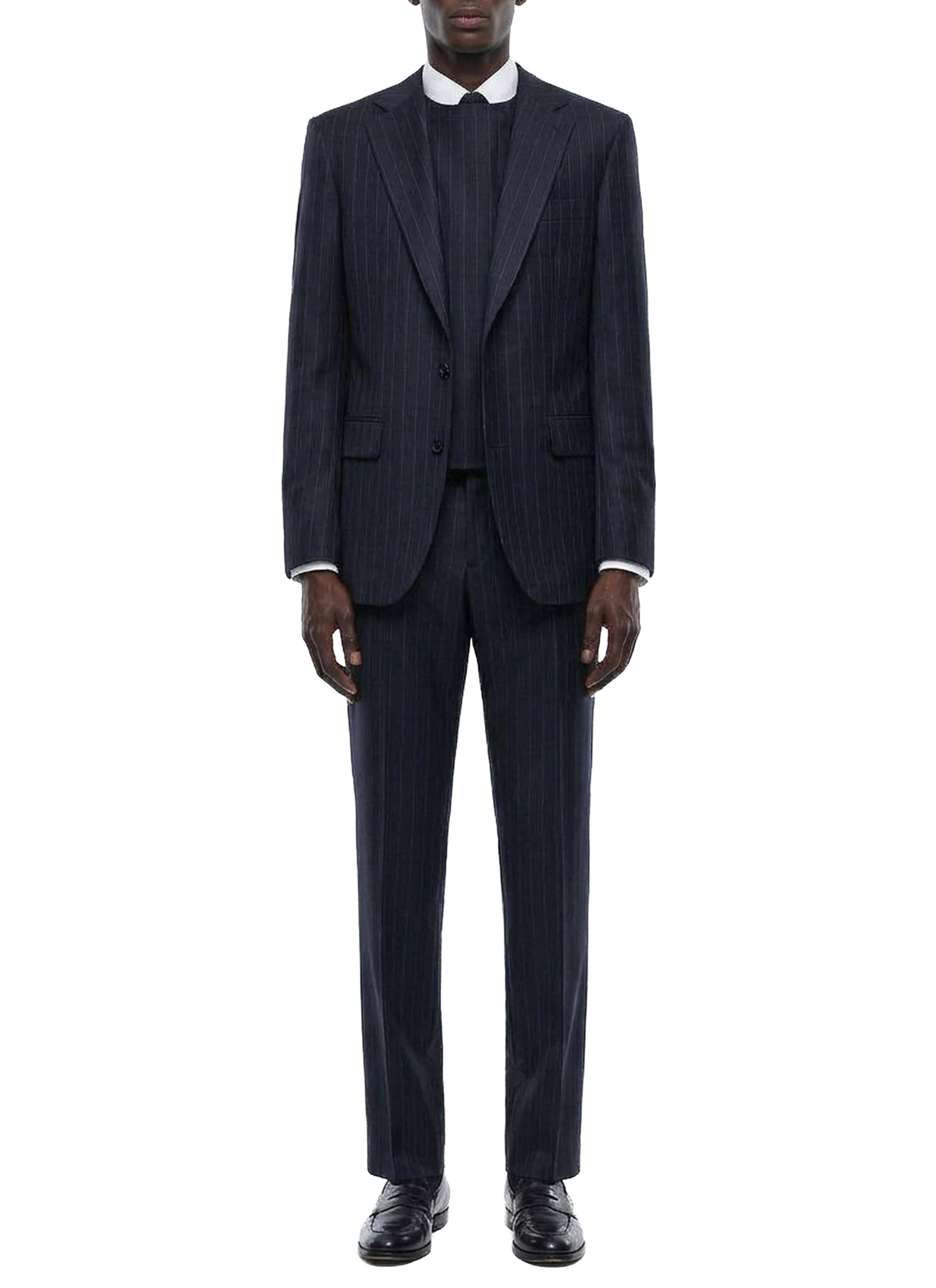 Striped wool suit waistcoat - Navy