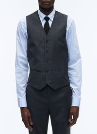 Gilet de costume à rayures fines en laine - Anthracite