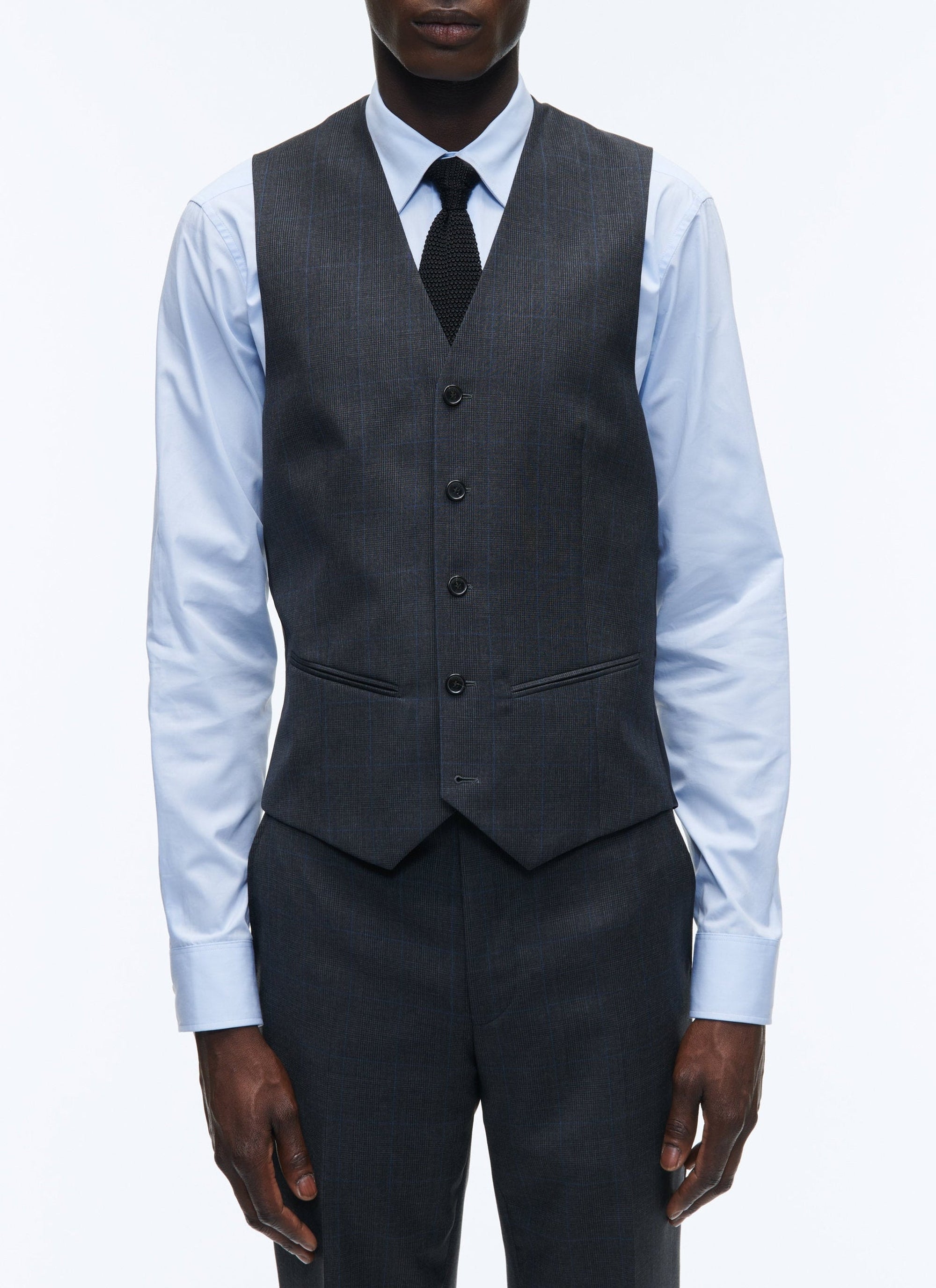 Gilet de costume à rayures fines en laine - Anthracite