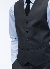 Gilet de costume à rayures fines en laine - Anthracite