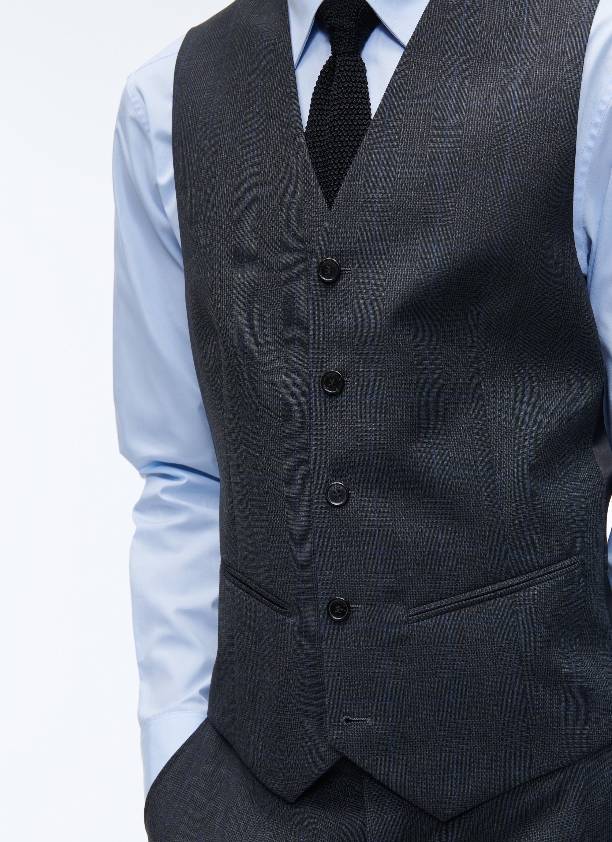 Gilet de costume à rayures fines en laine - Anthracite