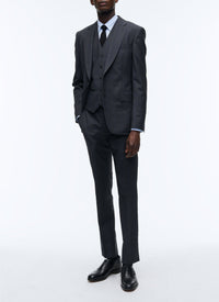 Gilet de costume à rayures fines en laine - Anthracite