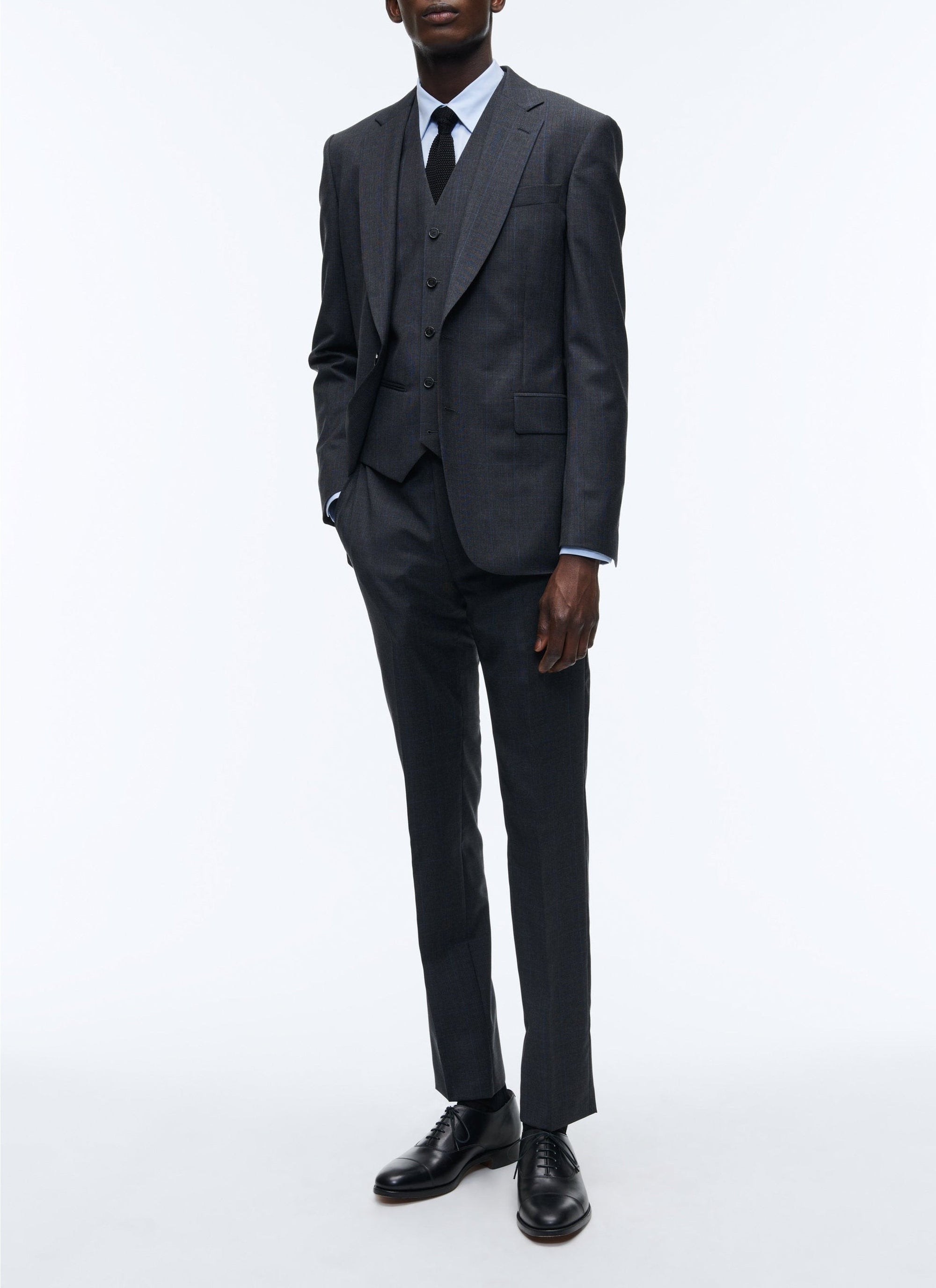 Gilet de costume à rayures fines en laine - Anthracite