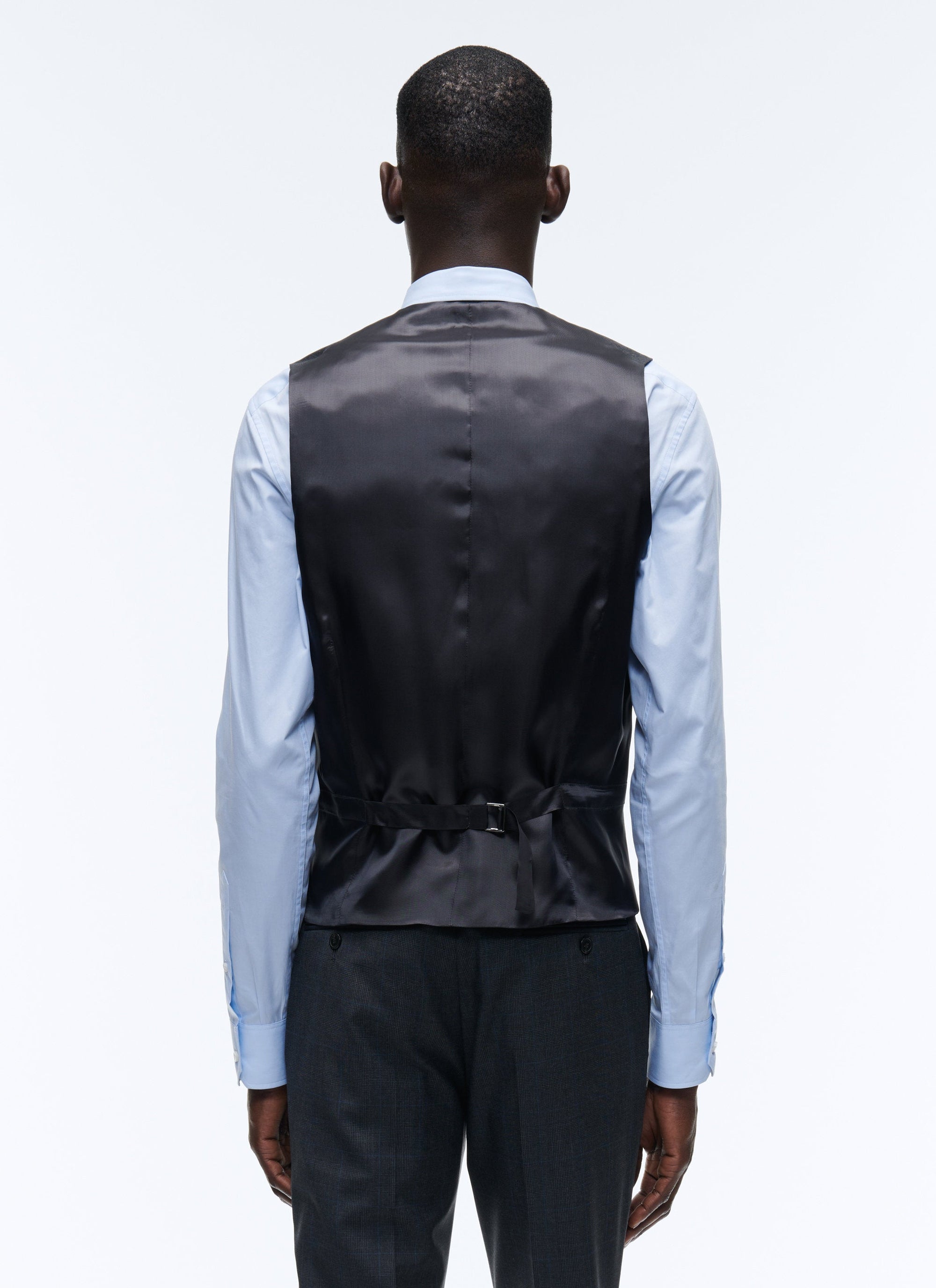 Gilet de costume à rayures fines en laine - Anthracite