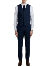 Gilet de costume à motif Prince de Galles en laine - Petrole