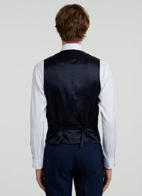 Prince of Wales wool suit waistcoat - Petrole