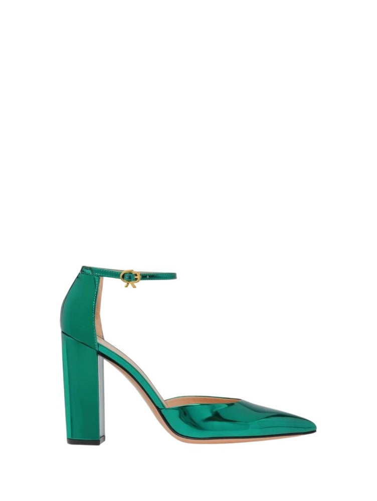 Escarpins Piper Anklet 100 en cuir métallique - Vert