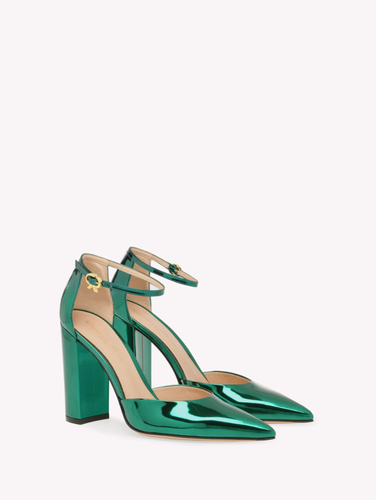 Escarpins Piper Anklet 100 en cuir métallique - Vert