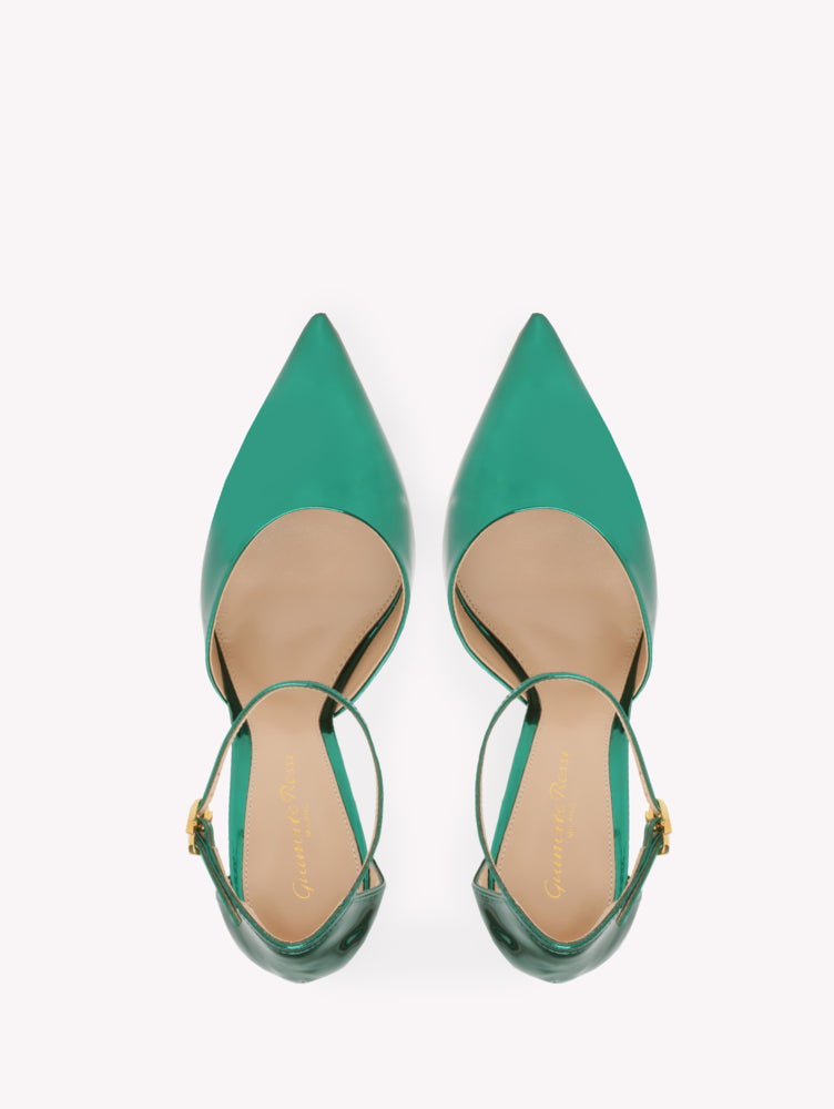 Escarpins Piper Anklet 100 en cuir métallique - Vert