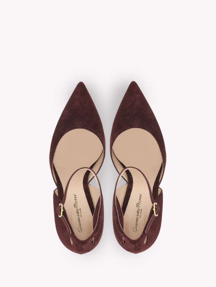 Escarpins Hayette 85 en daim - Rouge
