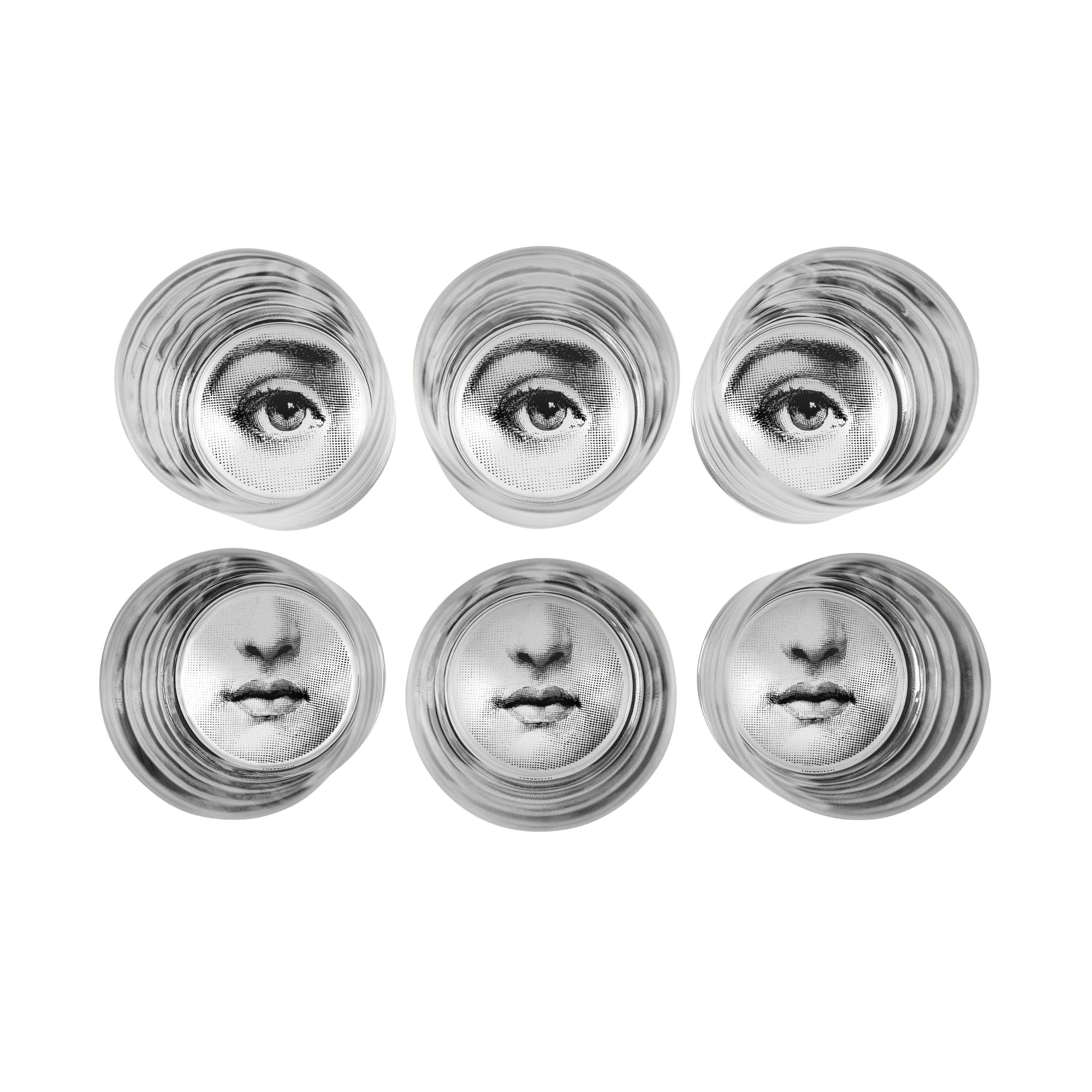 Set of 6 Occhio e Bocca glasses - Black & White