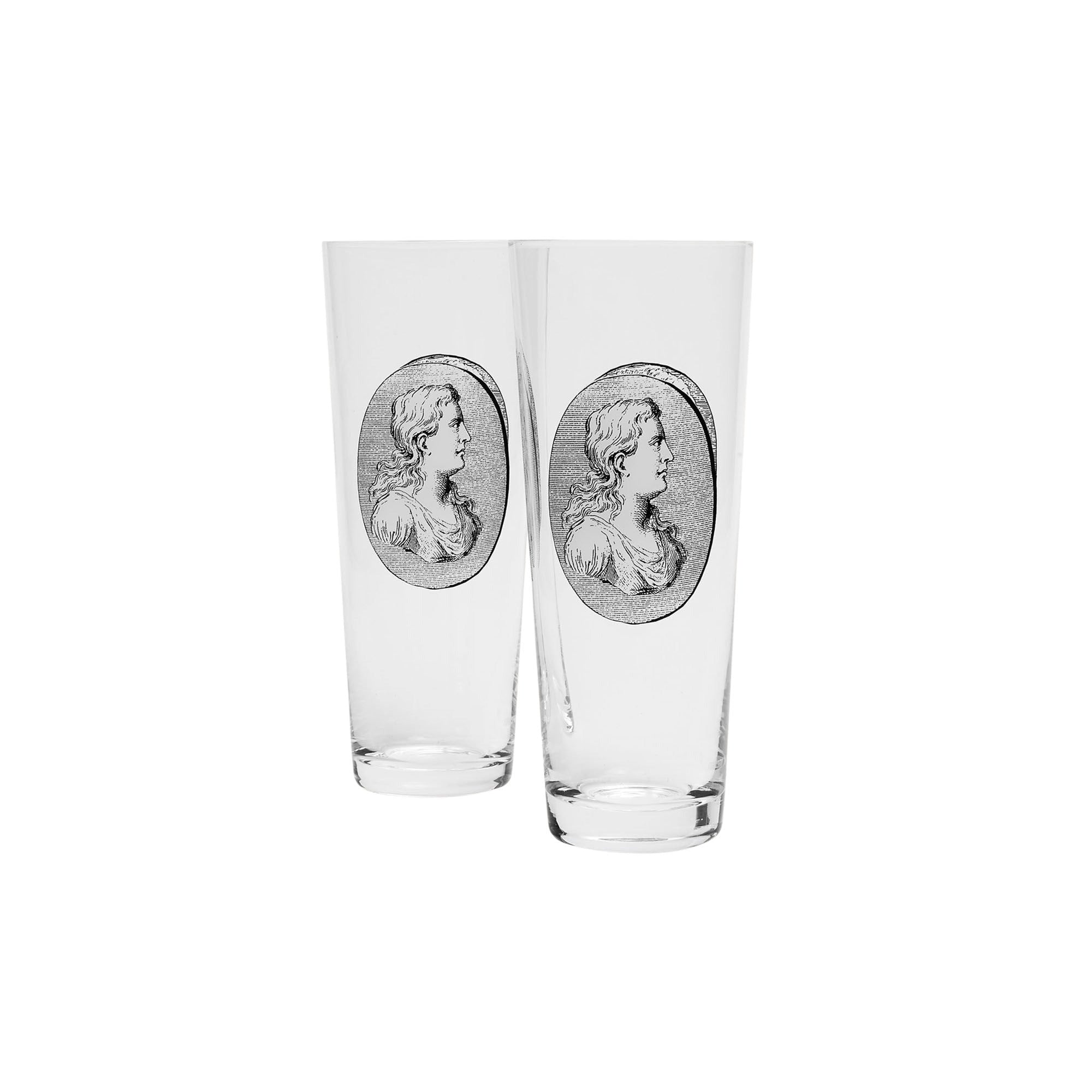 Set of 2 Cammei soda glasses - Black & White