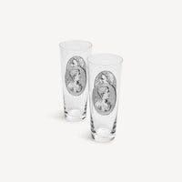 Set of 2 Cammei soda glasses - Black & White
