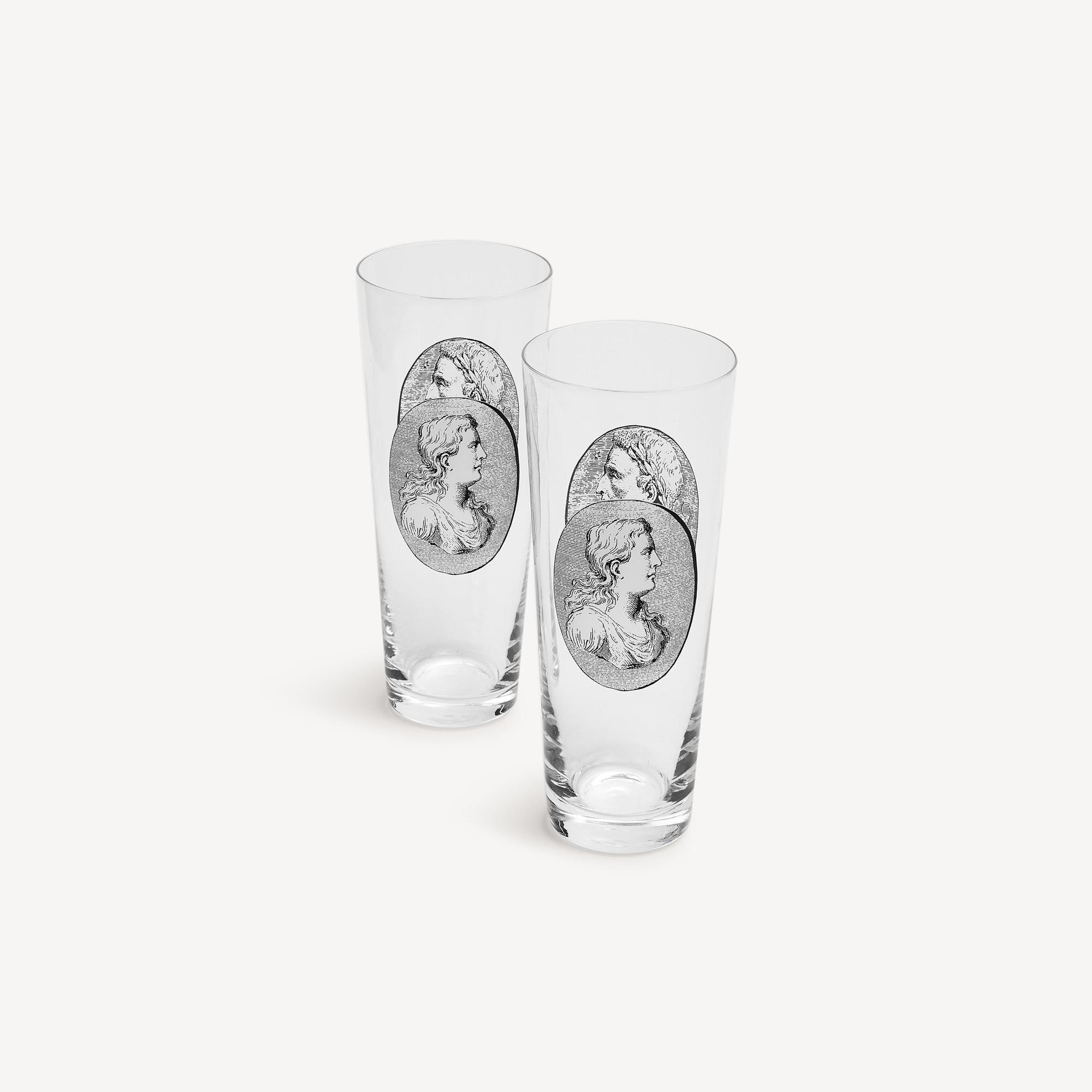 Set of 2 Cammei soda glasses - Black & White