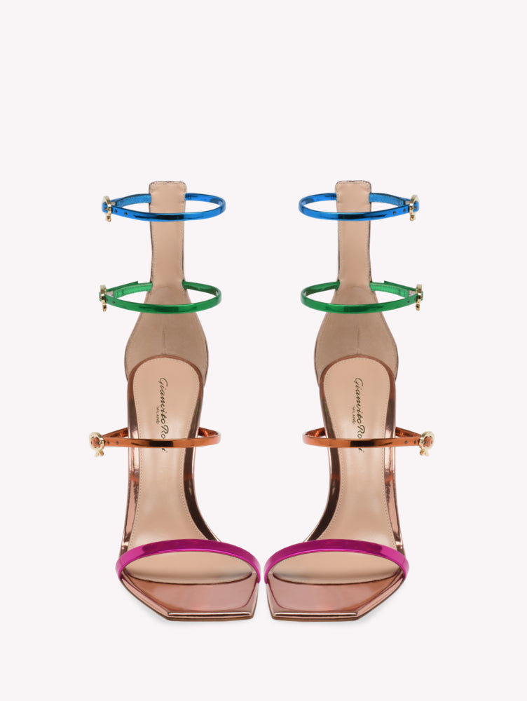 Sandales Ribbon Uptown 105 en cuir métallique - Multicolore