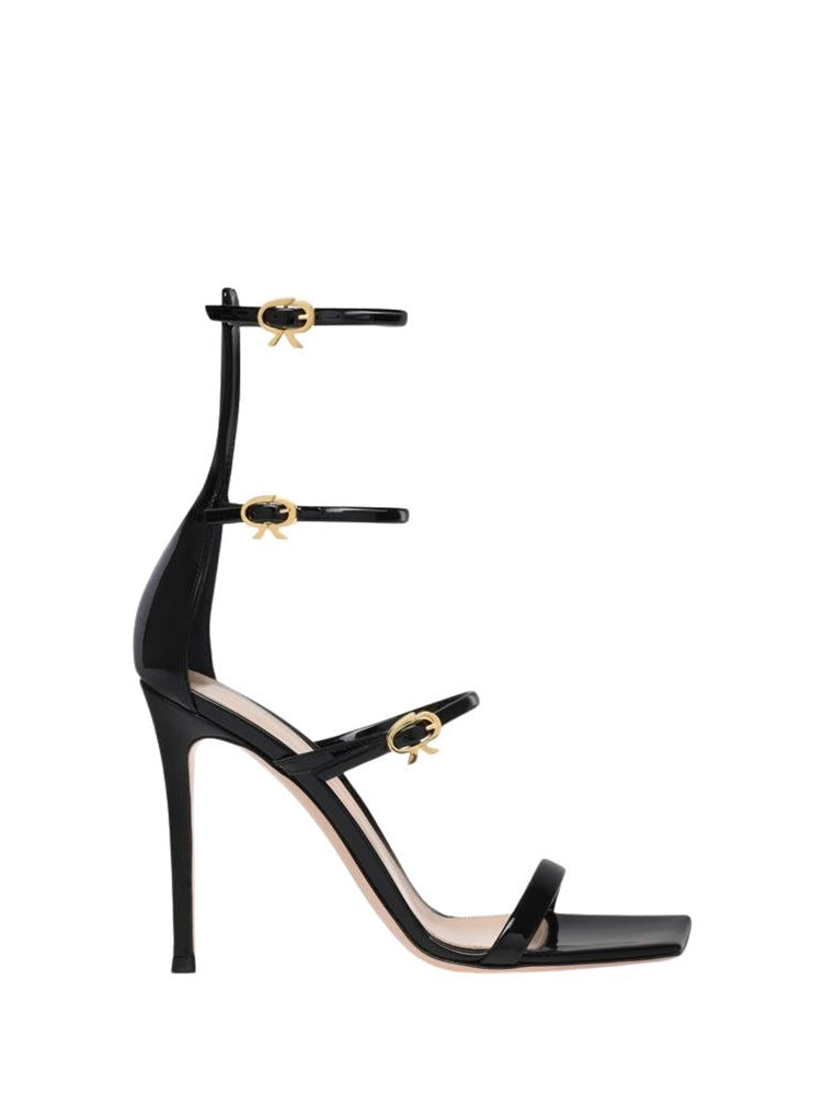 Sandales Ribbon Uptown 105 en cuir verni - Noir