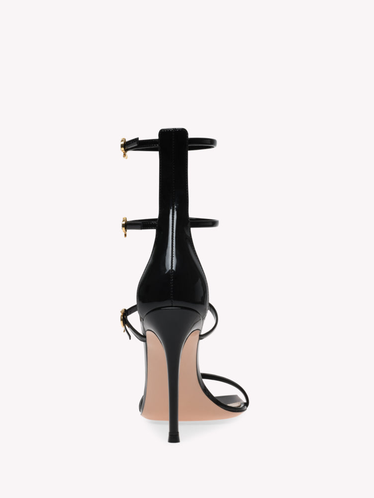 Sandales Ribbon Uptown 105 en cuir verni - Noir