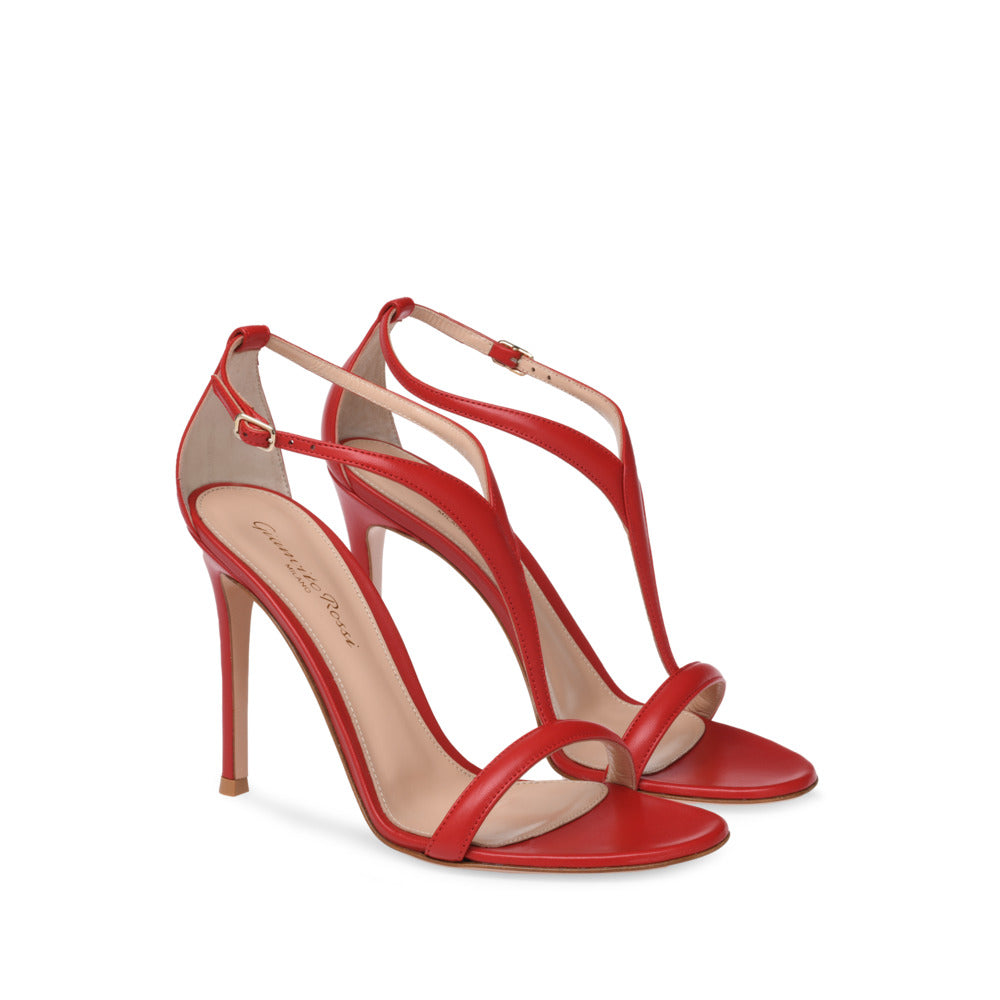 Sandales Eiko Stiletto 105 en cuir lisse - Rouge