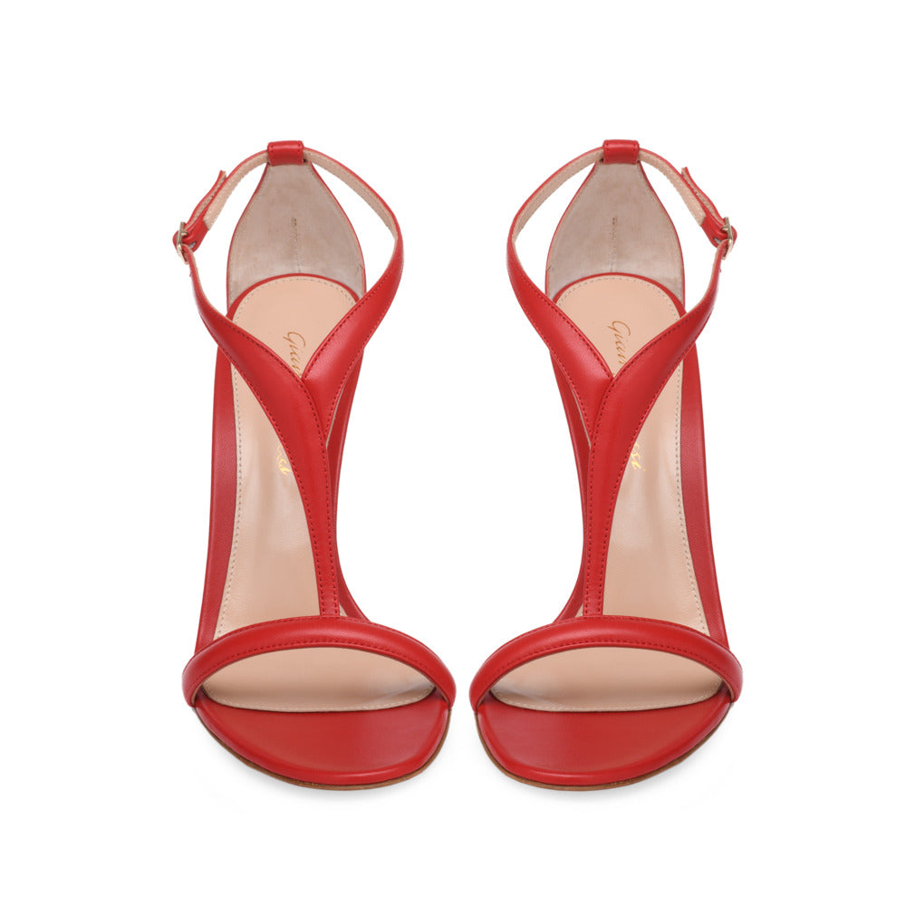 Sandales Eiko Stiletto 105 en cuir lisse - Rouge