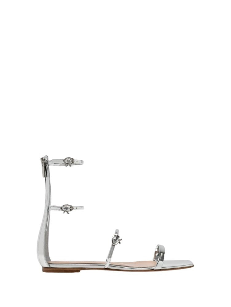 Sandales Ribbon Downtown en cuir métallique - Argent