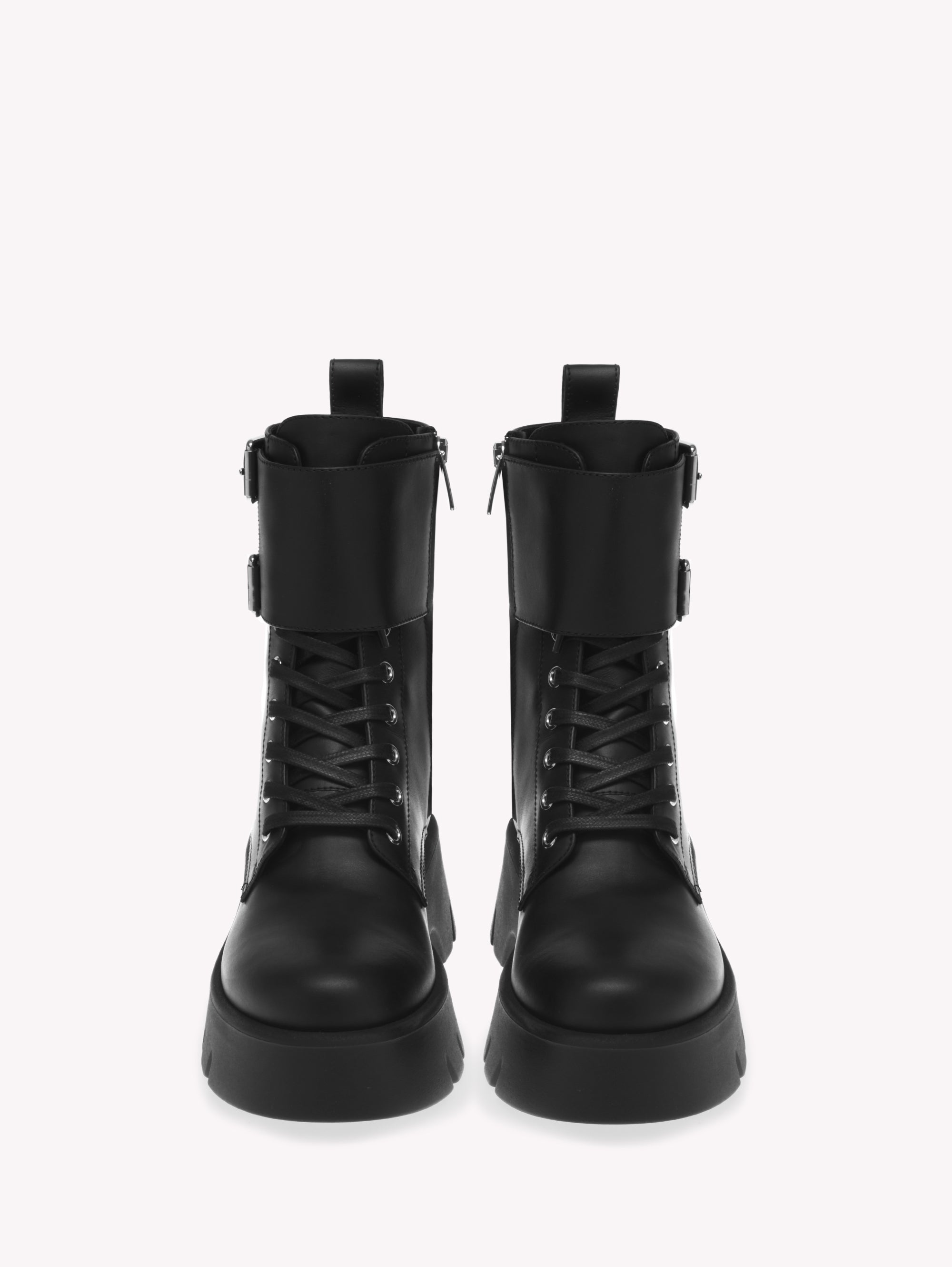 Bottines biker Marloe 55 en cuir lisse - Noir