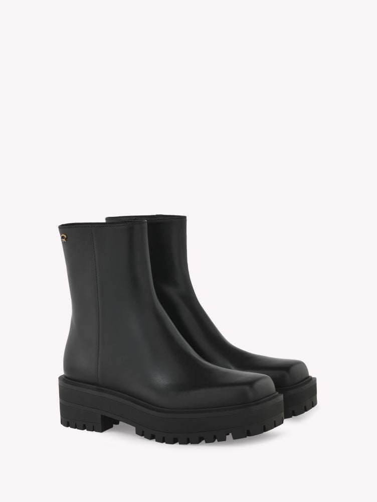 Bottines Warner en cuir lisse - Noir