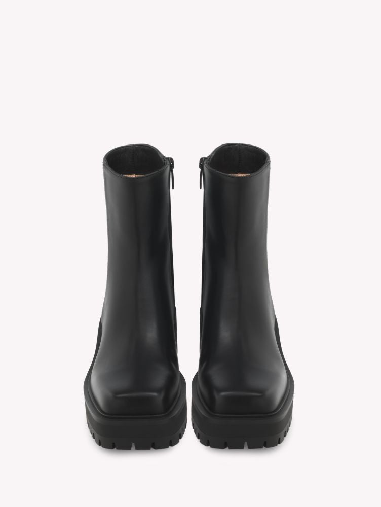 Bottines Warner en cuir lisse - Noir