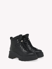 Bottines biker Vancouver 20 en cuir lisse - Noir