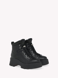 Bottines biker Vancouver en cuir lisse - Noir