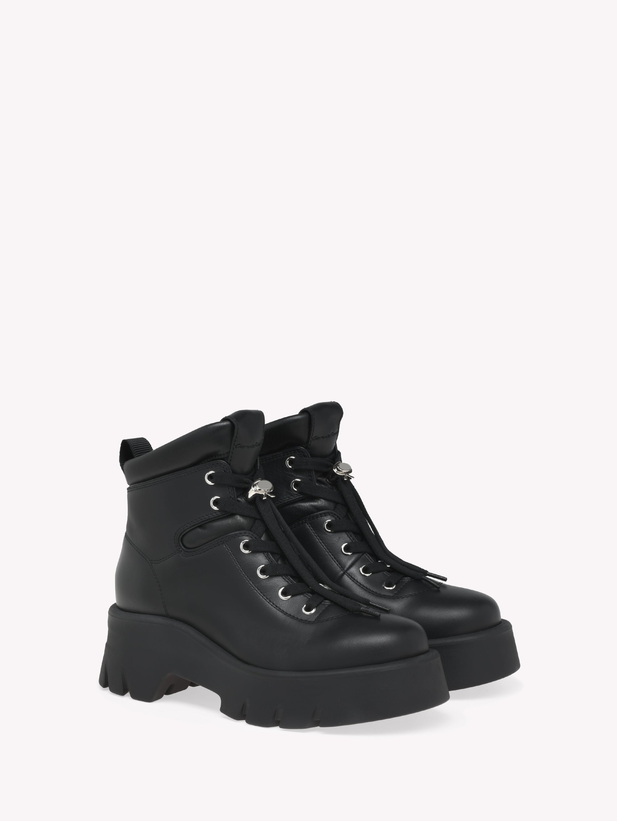 Bottines biker Vancouver en cuir lisse - Noir